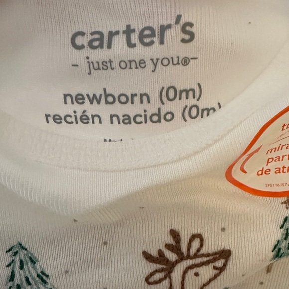 Carter's White Reindeer 2 piece set. Size newborn. Nwt - Picture 3 of 3
